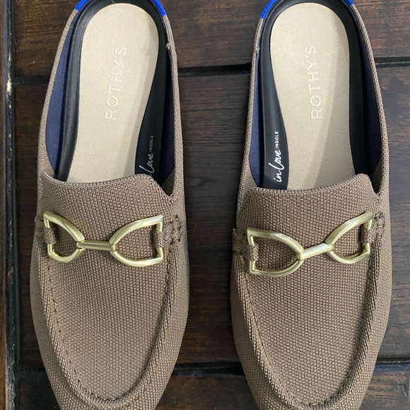Rothy's Brown Loafers with Gold Detail - Picture 4 of 7